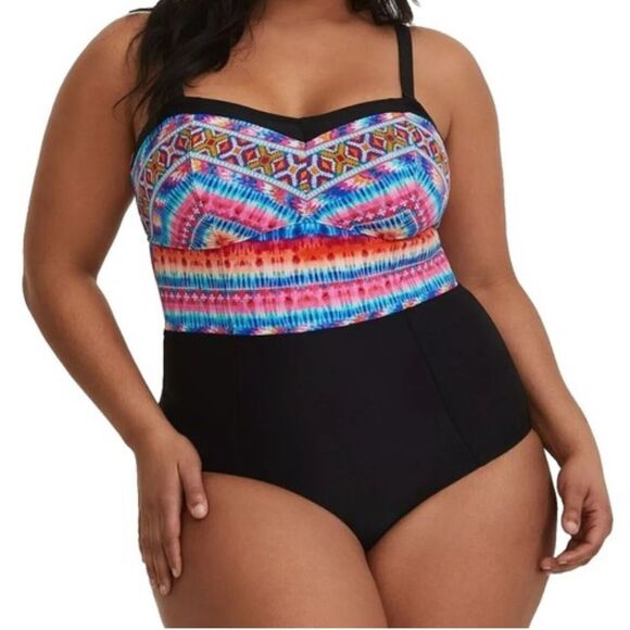 Torrid 1x one piece vixen pinup girl full figure swimsuit - Picture 1 of 5